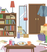 乱雑な室内のイラスト