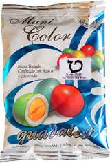 MANÍ CONFITADO COLOR. Presentación: 80Grs. Kosher parve: Taham Kosher. Origen Argentina.