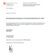 Eintragsbescheinigung der Edelmetallkontrolle für ArtClay Silber