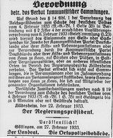 Sammlungsverbot,  Göttinger Zeitung  vom 2.3.1933. Foto: Stadtarchiv Göttingen