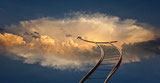 Un escalier qui monte vers un nuage pour des séances de médiumnité sous hypnose par Christine Roman à Lyon