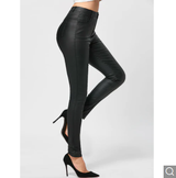 Clickandbay- Five-Pockets-Leather-Pencil-Pants - Black 