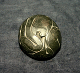 alt="metal sculptural free standing Paperweight "Iron Brain". Many times forged hot steel. Sculptor Oleg Shyshkin".