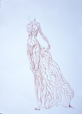 bloed vessel dress, aquarelle on paper, dinA4