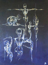 bodies, moving, acrylic on paper, 1,45m x 1,05m