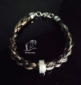 Pferdehaararmband rund geflochten, schmale Perle