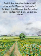 christliche Karten, Befiehl du deine Wege, Sonnenblumenfeld