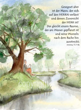 christliche Karten, Baum, Bach Mensch, Jeremia 17