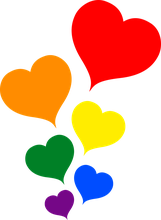 Des coeurs aux couleurs LGBTQR+ au salon la vie à 2