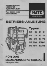 Betriebsanleitung Hatz ES71, E71, ES75, E75, ES79, E79, ES780