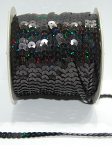 Paljettinauha joustamaton 6mm holo musta