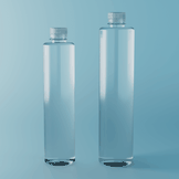 Modelos de botella tipo Voss de 355 ml y 500 ml en PET transparente con tapa traslúcida