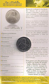MEDALLA CONMEMORATIVA VATICANO - SAN MARTÍN I (649-653) + FICHA TECNICA (LAS MEDALLAS DE LOS PAPAS Y SANTOS MÁS GRANDES DE LA HISTORIA) DIÁMETRO 33 MM - MEDALLA ACUÑADA EN EL 2.014 POR LA PRESTIGIOSA CASA DE MONEDA PRIVADA DE ALEMANIA (B.H. MAYER´S) 9€.
