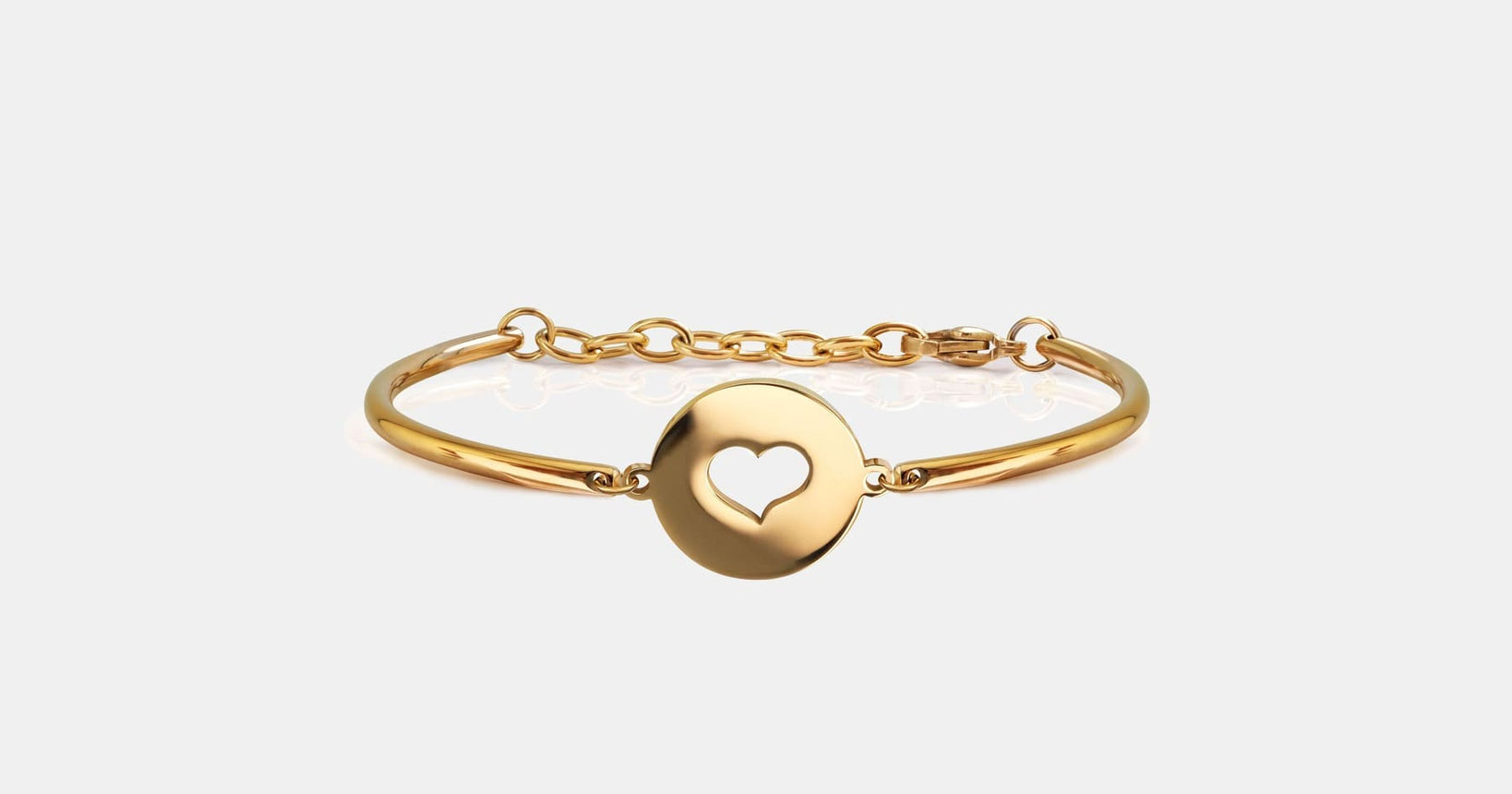 Herz Armreif Gold aus Edelstahl