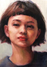 ノリコミシマの描くスイーツ大好きな女の子の油絵、norico mishima’s portrait oil painting(Sweet Dream).
