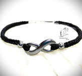Pferdehaararmband, vierkant, Unendlichkeit, 2 Perlen