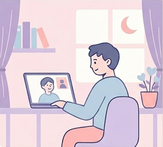 オンラインで会話をする男女