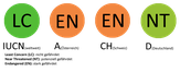 Schutzstatus des Steinkauzes gemäß der Roten Liste der Brutvögel des IUCN, in Deutschland, Österreich und der Schweiz.
