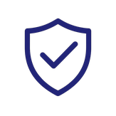 Icon eines Schutzschildes mit Haken – symbolisiert geprüfte IT-Sicherheit und Cyber-Sicherheitscheck