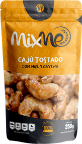 CAJÚ TOSTADO CON MIEL Y CAYENA. Presentaciones 250 y 115Grs. Kosher Parve: Bobek. Origen Argentina