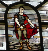 Bildnis Sankt Martin im Kirchenfenster der Kirche „Maria zur guten Heimkehr“ in Laub/Zeitlarn