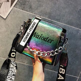 Clickandbay- Women's-Holographic-Shoulder-Bag-with -Chains-Multicolor