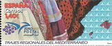 SELLO ESPAÑA - 2.019 - EUROMED. TRAJES REGIONALES DEL MEDITERRÁNEO - 1,40 EUROS - COLOR MULTICOLOR - EDIFIL NÚMERO 5329 (SELLO **NUEVO SIN SEÑAL DE FIJASELLOS) 2€.