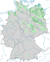 Karte zur Verbreitung der Bartmeise in Deutschland