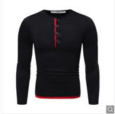 Clickandbay- Men-Round-Neck-Long-sleeved-T-shirt - Black 
