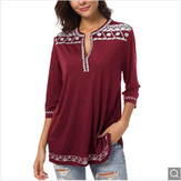 Clickandbay- V-neck-Women-Top-T-shirt – Red-Wine