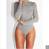 Clickandbay- Solid-Color-Elastic-Tight-Bottoming -Jumpsuit - Light Gray