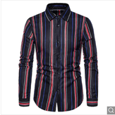 Clickandbay- Men-Long-sleeved-Striped-Shirt-Black