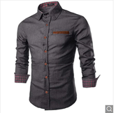 Clickandbay- Men's-Causal-Shirts-Gray