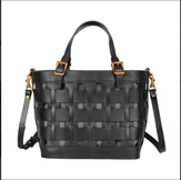 Clickandbay- Black-Leather-Woven-Handbags-Shoulder –Bags-Black