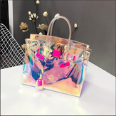 Clickandbay- Large – Holographic- Satchel Handbags-Pink