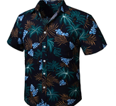 Clickandbay- Uomo-Camicie-Hawaiana-Manica-Corta- Blu-Navy