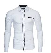 Clickandbay- Uomo-Camicia-Slim-Fit-Facile-Stiro-White