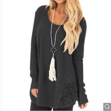 Clickandbay- Long-sleeved-Round-Neck-T-shirt -Black