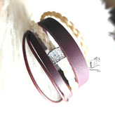Pferdehaararmband mit Leder und Perle