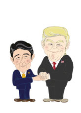 安倍首相とトランプ大統領のイラスト