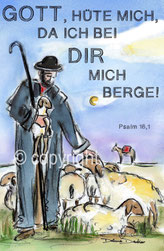 christliche Karten Gott hüte mich, Hirte mit Schafen