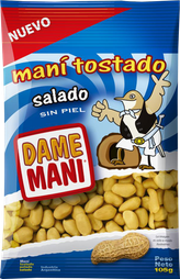 MANI TOSTADO SALADO SIN PIEL. Presentación 105 Grs. Origen Argentina.