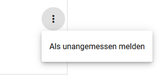Screenshot des Dreipunktmenüs um Google Bewertung als unangemessen zu melden