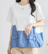  カットソーとダンガリー コンビのトップス フォーユー価格　2,880円(税込)   