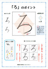 「ろ」のポイント、ひらがな、ポイント、書き方、手本