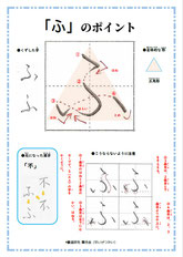 「ふ」のポイント、ひらがな、ポイント、書き方、手本