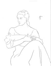 Lady with a Schnauzer, line drawing by Sarah Myers