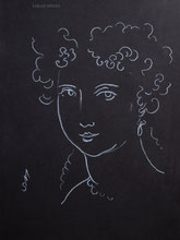 Woman with Ringlets, line drawing by Sarah Myers