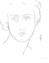 Face with Large Eyes, line drawing by Sarah Myers