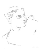 Woman Looking Upward, line drawing by Sarah Myers